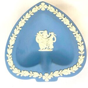 Wedgwood England Blue Jasperware Heart 4.5" Trinket Dish Ashtray